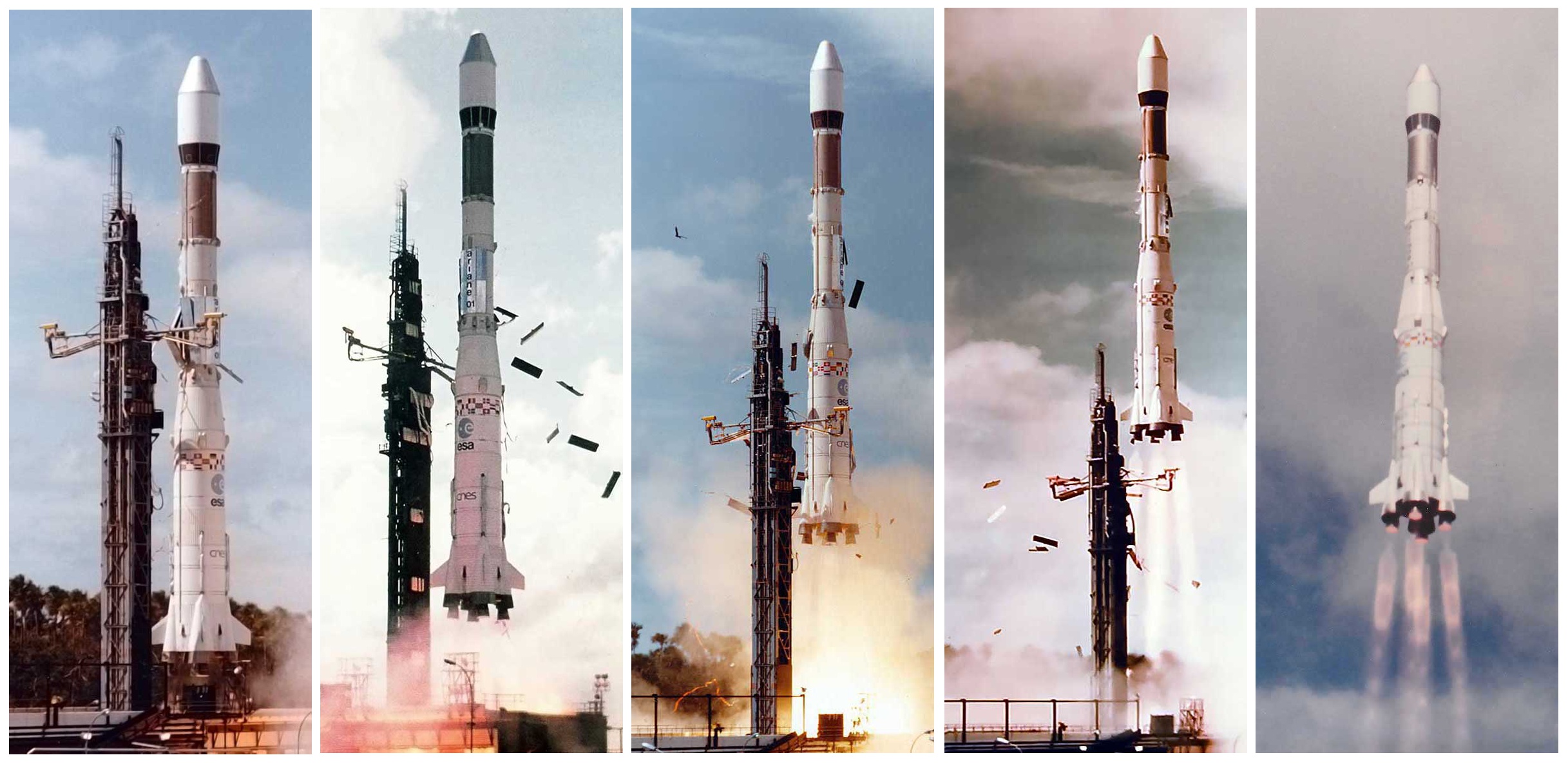 Ariane - Premier lancement - L01 - 24 décembre 1979 - Premières secondes de vol - Centre Spatial Guyanais - Kourou - CNES