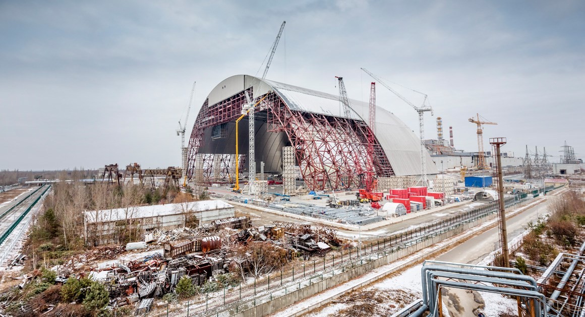 Centrale de Tchernobyl - Arche de confinement - Chantier -  réacteur n°4 - Solidarisation - Mammoet - Ukraine