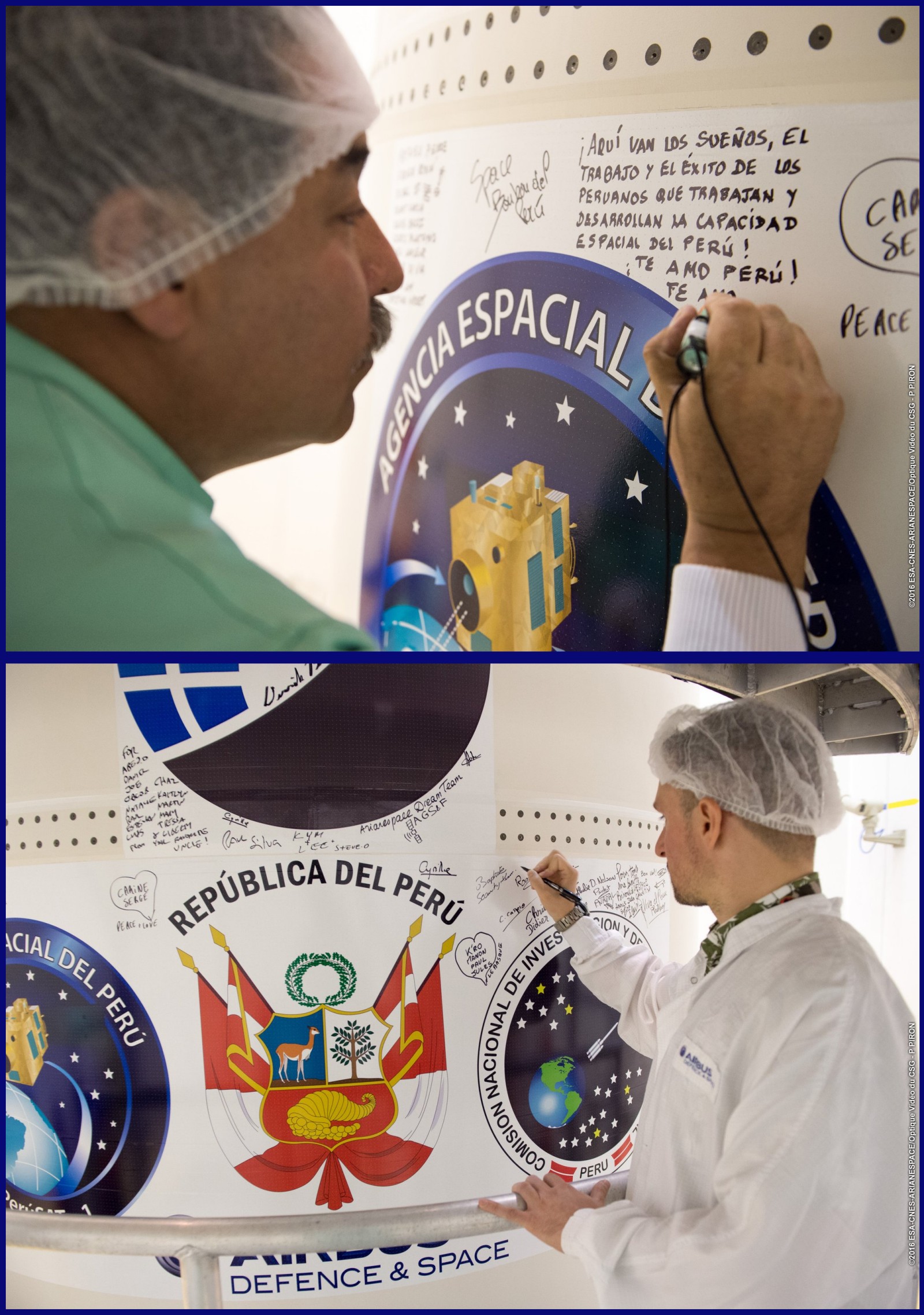 PeruSAT-1 - Skysat - CONIDA - Terra Bella - Airbus Defence and Space - Arianespace - CSG - Signature coiffre - Fairing - Préparation lancement - Vega VV07