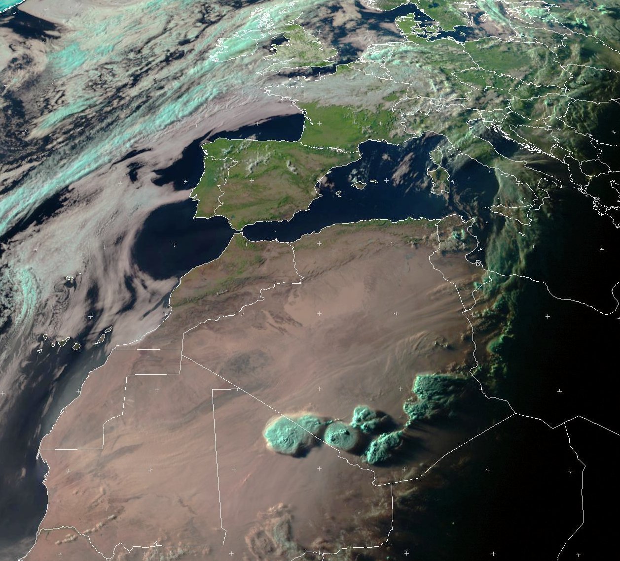 Meteosat - jour de l'été - 21 juin 2016 - Nuages - Algérie - Mali - Sahara - Meteosat - Eumetsat