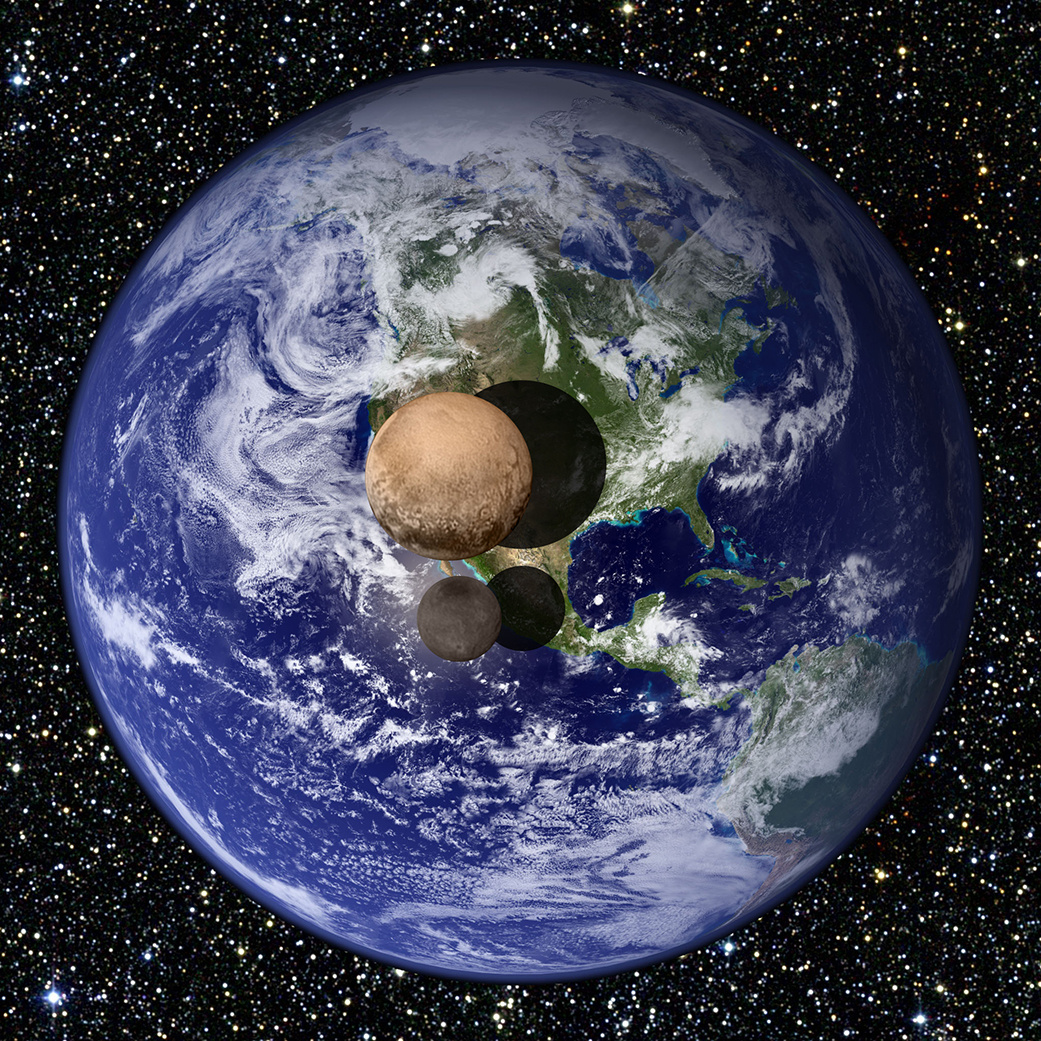 Pluton - Charon - Taille - diamètre - comparaison Terre - New Horizons - NASA - échelle - planète