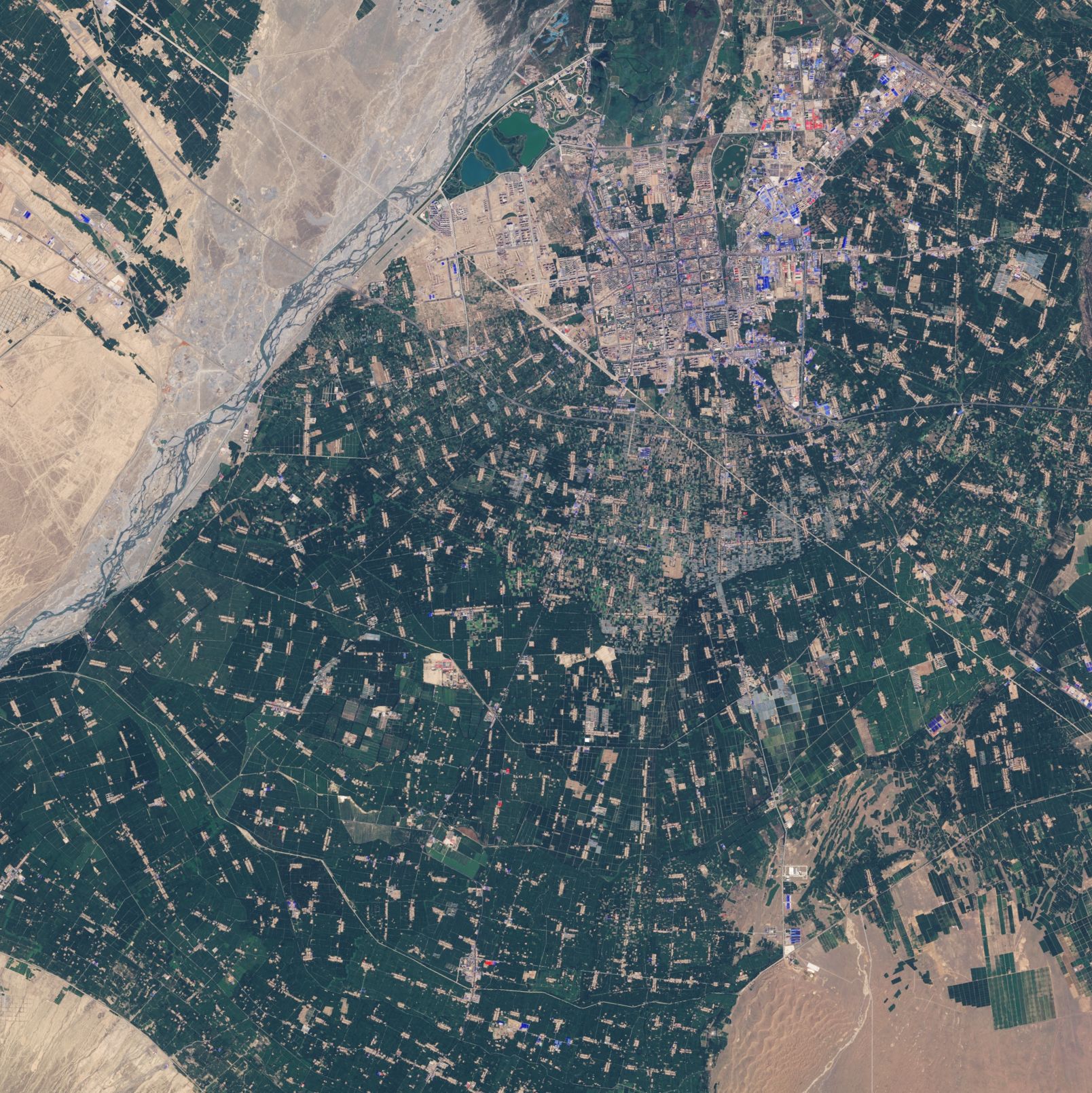 En chine, l'agriculture au sud de la ville de Zhangye