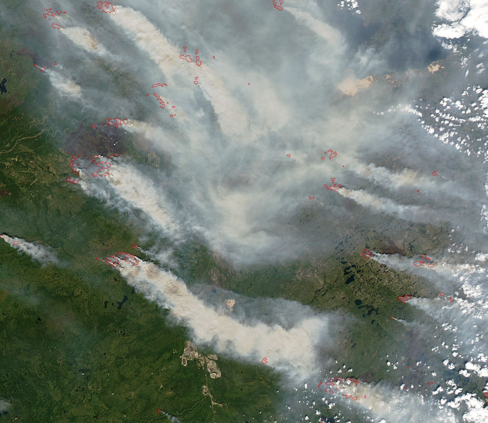Terra - MODIS - Incendie - Wild Fires - Canada - Alberta - Saskatchewan - Juin 2015 - vus par satellite - NASA - GSFC - ESDIS - LANCE