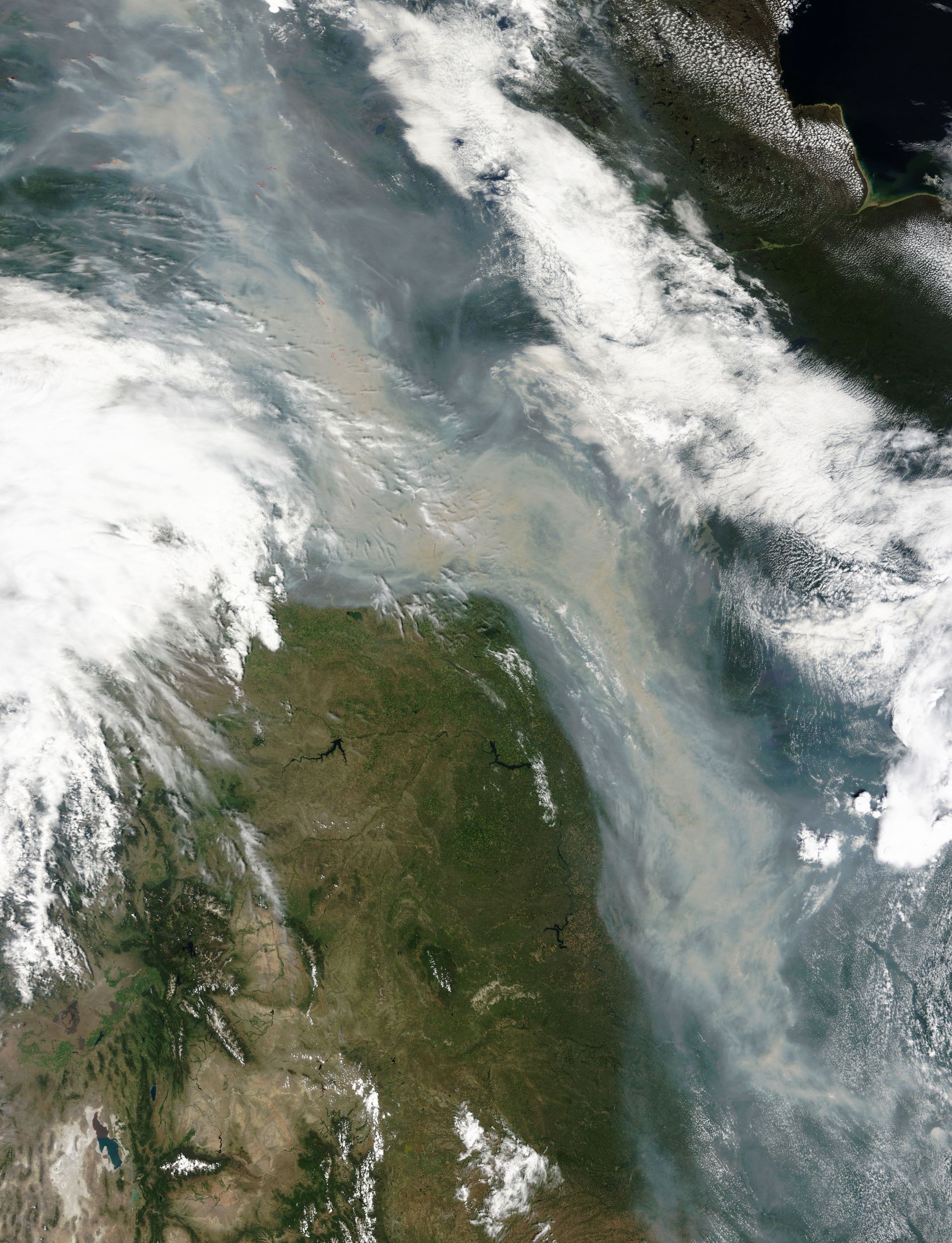 Incendie - Canada - Nuage de fumée au dessus des USA - Satellite - Terra - MODIS - Wild fires