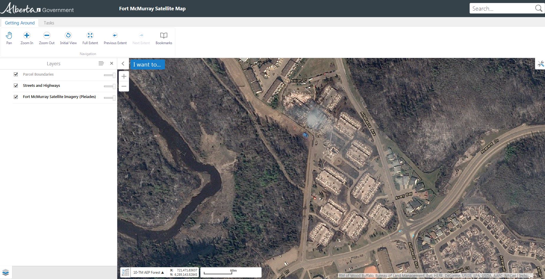 Fort Mc Murray - Government Alberta - Wild fires - GIS application - satellite Pleiades - SIG - Burnt areas - Dommages - Zones brulées