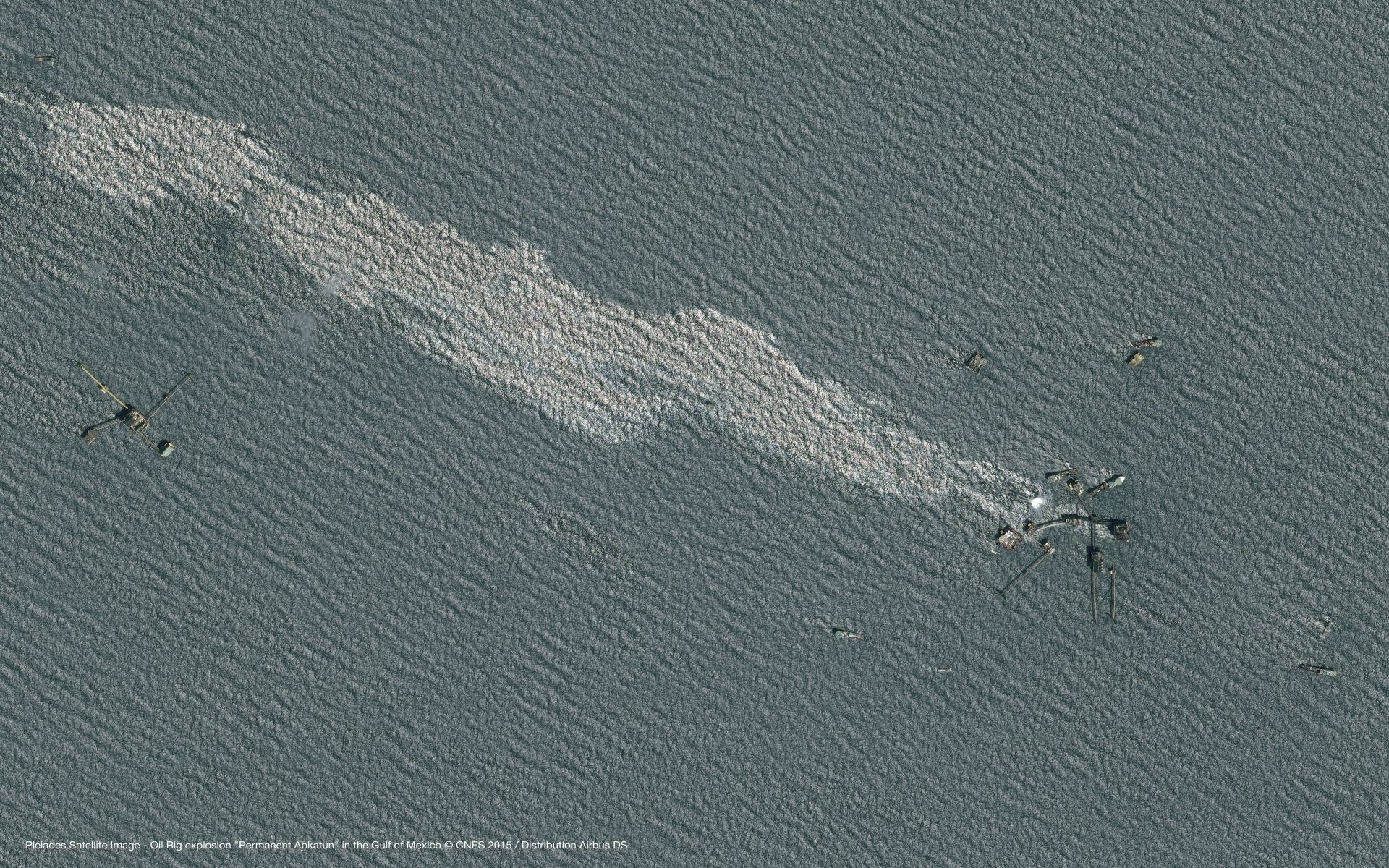 Satellite Pleiades - Pemex - Abkatun - Oil spill - Marée noire - Campêche - Golfe du Mexique - Avril 2015