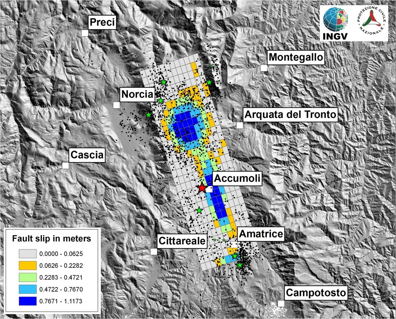 Italie - Tremblement de Terre - 24 août 2016 - Interférométrie - Sentinel-1 - Accumoli - Copernicus - ESA - INGV - DPC - Norcia - Amatrice - Fault - plates - Terromoto - Subsidence - déplacement - faille - réplique - épicentre
