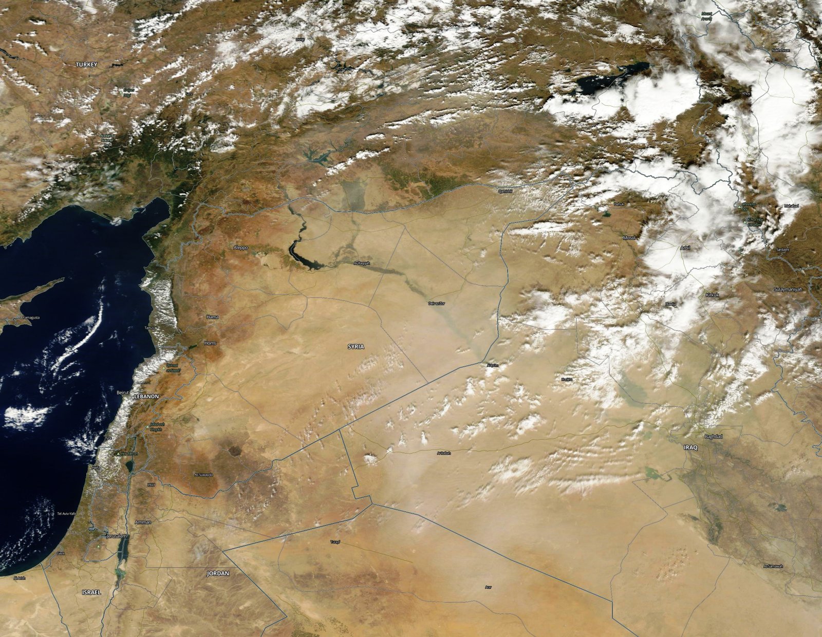 MODIS - Terra - Syrie - Frappes russes - Survol Turquie - Couverture nuageuse - F16 - Mig